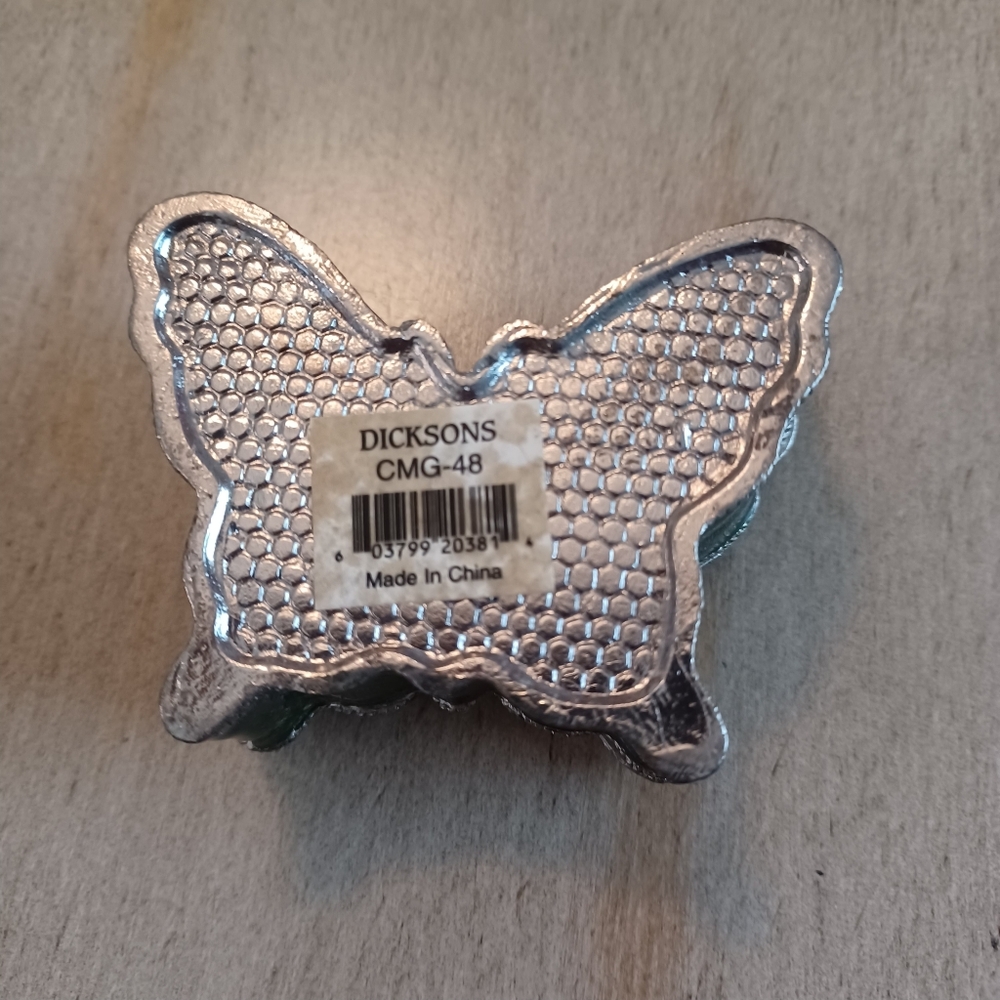 Vintage Green Enamel and Rhinestone Butterfly Trinket Box - Picture 3 of 6